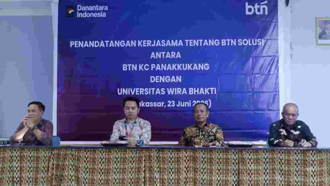 Penandatanganan kerja sama Program BTN Solusi antara BTN Kantor Cabang Panakkukang dan Universitas Wira Bhakti Makassar di Makassar, Juni 2026.